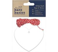 docrafts Bare Basics-Etiquetas y Cordel de Papel Kraft con corazón Blanco