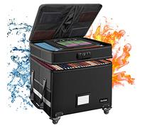 DocSafe Caja de archivos con cerradura, caja de documentos ignífuga multicapa con ruedas, caja organizadora plegable con bolsillos, archivador portátil grande para colgar carpetas