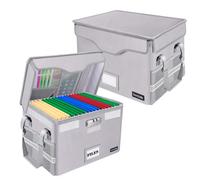 DocSafe, Caja ignífuga organizadora de documentos con cerradura y bolsillos, portátil y plegable para oficina en casa, archivo seguro con asa, cuelga carpetas de cartas/legales, 2 unidades, Plateado