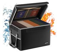 DocSafe, Caja organizadora de archivos ignífuga con tapa, almacenamiento de documentos plegable para colgar carpetas de cartas/legales, gabinete seguro portátil para oficina en casa con asa, negro