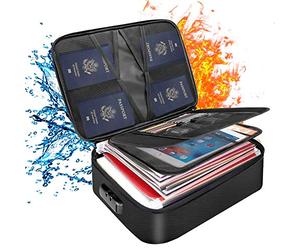 DocSafe Estuche de Almacenamiento de Documentos con Cerradura, 3 Capas, ignífugo, Cremallera Resistente al Agua, Bolsa organizadora portátil de Viaje para Laptop, Archivos, certificados, Regalos para