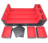 docsmagic.de Premium 3-Row Trading Card Storage Box Black/Red + Trays & Divider - MTG PKM YGO - Caja de Almacenaje Negra/Roja