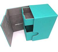 docsmagic.de Premium Magnetic Tray Box (100) Mint + Deck Divider - MTG - PKM - YGO - Caja Aqua