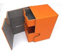 docsmagic.de Premium Magnetic Tray Box (100) Orange + Deck Divider - MTG - PKM - YGO - Caja