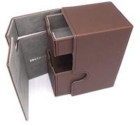 docsmagic.de Premium Magnetic Tray Box (80) Brown + Deck Divider - MTG - PKM - YGO - Caja Marrón