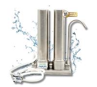 DOCTOR AGUA Filtro de Agua Ecológico HCS DUO ANTICAL Ultra Purify con Zeolita - Sobre Encimera 300L/H en Acero Inoxidable - Bactericida y Antiviral Elimina 99% Impurezas - 10 Años Garantía