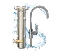 DOCTOR AGUA Filtro de Agua Ecológico HIS Ultra Purify con Zeolita en Acero Inoxidable - Bajo encimera - Capacidad de filtrado 300L/H - Bactericida Antiviral - Conserva Sales Minerales del Agua