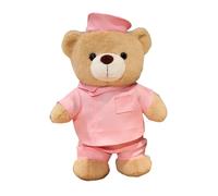 Doctor Bear Plush, Stuffed Bear, Soft Fabric Adorable Design Medical Attire, Cuddly Toy for Desk Shelf Bedrooms Kids Children Offices Family Rooms Companion Halloween Valentines Christmas Birthday