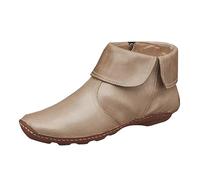 Doctor Botas S Pintura Cremallera Plana Botines de Punta Botas Zapatos Altos, Caqui., 37 EU