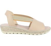 Doctor Cutillas - Sandalia de cuña Muy cómoda con elásticos en la Pala 140650 Cuero Mujer Color: Nude Talla: 36