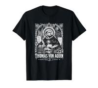 Doctor De Luz Thomas Von Aquin Sabiduría Católica Camiseta gráfica económica, Hombre, Negro, L