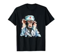 Doctor Monkey Enfermera Apreciación Enfermera Mono Estetoscopio Camiseta