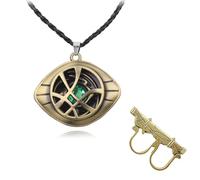 Doctor Strange Collares, Anillo de Doctor Strange, Collar de Cosplay de Joyería Eye of Agamotto, Dr Strange Ring, Doctor Strange Disfraz Cosplay Prop para Niños y Niñas