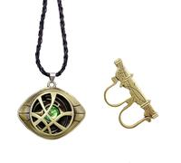 Doctor Strange Eye of Agamotto Collar, Doctor Strange ojo de Agamotto Calado Color Verde Diseño de Grabado, Dr Strange Ring