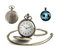 Doctor Who - Reloj de bolsillo para hombre con caja de bronce, esfera blanca de cuarzo vintage y colgante retro de cadena, disponible en longitudes de 30 cm y 50 cm