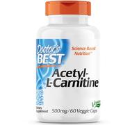 Doctor's Best, Acetyl-L-Carnitine (Acetil-L-Carnitina), 500mg, 60 Cápsulas Veganas, Probado en Laboratorio, Sin Gluten, Sin Soja, Vegetariano, No GMO