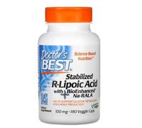 Doctor's Best Ácido R-Lipoico Estabilizado con BioEnhanced Na-RALA, 100mg - 180 Cápsulas vegetales