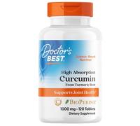 Doctor's Best Curcumina de Alta Absorción de Raíz de Cúrcuma con Complejo C3 y BioPerine - 120 Pestañas, 1000 mg, Pack de 1