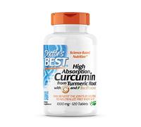 Doctor's Best Curcumina de Alta Absorción de Raíz de Cúrcuma con Complejo C3 y BioPerine - 120 Pestañas, 1000 mg, Pack de 1