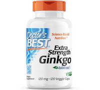 Doctor's Best, Ginkgo Extra Strength (Ginkgo Extra Fuerte), 100mg, 120 Cápsulas veganas, Probado en Laboratorio, Vegetal, Sin Gluten, Sin Soja, Vegetariano
