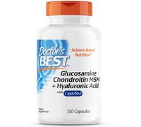 Doctor's Best, Glucosamina, Condroitina, MSM y Ácido Hialurónico, 150 Cápsulas, Probado en Laboratorio, Sin Gluten, Sin Soja