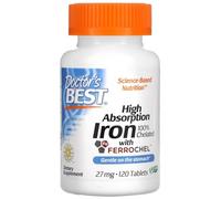Doctor's Best - Hierro de Alta Absorción | Suplemento de Hierro 27mg, 120 tabletas