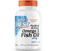 Doctor's Best, Purified & Clear Omega-3 Fish Oil (Aceite de Pescado), 1.000mg, 120 Cápsulas, Probado en Laboratorio, Sin Gluten, Sin Soja