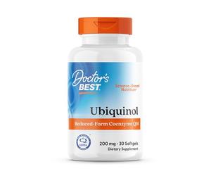 Doctor's Best, Ubiquinol, con Kaneka QH Ubiquinol, 200mg, 30 Cápsulas blandas, Coenzima Q10, Altamente Dosificada, Probada en Laboratorio, Sin Soja, Sin Gluten, no GMO
