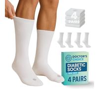 Doctor's Choice - Calcetines para hombre diabéticos, parte superior ancha sin encuadernación, circulatoria, cojín completo, paquete de 4, blanco, XL, talla 13-15