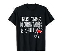 Documentales de crímenes Reales y misterios de Asesinato escalofriante y Vino Camiseta gráfica económica, Hombre, Negro, L