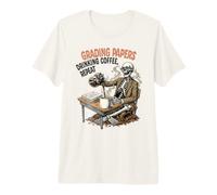 Documentos de calificación Beber café Repetir Esqueleto Maestro Camiseta Premium