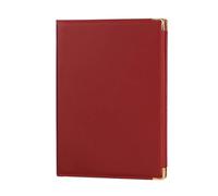 Documentos en cuero Carpeta de acuerdos A4 cuero sintético con bordes reforzados, cubierta for diploma y ranuras multifuncionales en las esquinas para Oficina(Dark Red)