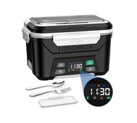 Docusvect Fiambrera Eléctrica Inalámbrica, Taper Electrico para Comida con Calentamiento Programado, Lunch Box Adultos de 1,3 L, Fiambreras Comida Trabajo con Divisores Extraíbles y Bolsa Térmica