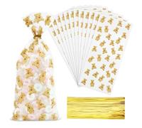 Docvania Bolsas de regalo de celofán de celofán, bolsas de celofán de vacaciones, bolsas de galletas, bolsas de dulces de 5 x 11 pulgadas con lazos, 100 bolsas de regalo para el día de la madre, día