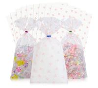 Docvania Bolsas de regalo de celofán de celofán, bolsas de galletas con lazo rosa, 100 unidades de 6 x 11 pulgadas, bolsa de regalo con lazos para el día de la madre, día de San Valentín y fiestas,