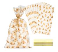 Docvania Bolsas de regalo de celofán de celofán, bolsas transparentes para galletas, 100 unidades de 7 x 12 pulgadas con lazos para el día de la madre, día de San Valentín y fiestas, bodas