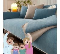 Docxide Funny Fuzzy Couch Cover, Herringbone Sofa Cover, Funnyfuzzy Herringbone Chenille Fabric Furniture Protector Sofa Cover (Blue,90 * 180 cm/35.4 * 70.9 in)