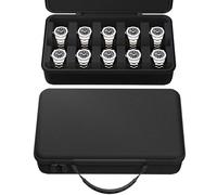 DODAMOUR Caja de reloj de 10 ranuras con almohada de reloj, carcasa dura de EVA para guardar relojes de hasta 55 mm, organizador portátil para relojes de hombre (negro)