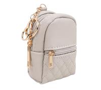 DODAMOUR Mini llavero de mochila, bonita bolsa de maquillaje para lápiz labial, pequeña bolsa de cambio con cremallera, llavero de viaje con cremallera para tarjetero, cable de datos (gris), Gris