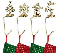 DODAMOUR Paquete de 4 soportes para calcetines de Navidad con gancho, colgador antideslizante ajustable para calcetines de Navidad, decoración de Navidad de metal para chimenea, estante de mesa