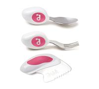 doddl Set de 3 utensilios, cuchillo, cuchara y tenedor para niños, aprende a usar cubiertos enseguida, suministros para bebés, desde 1 año, Magenta