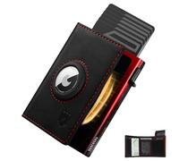 DODENSHA® MagSnap Airtag Wallet Herren I Kartenetui Herren I Smart Wallet für 10+ Karten I Münzfach I Geldbeutel mit AirTag* Fach I Geldbörse RFID Schutz (Noir et Rouge)
