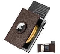 DODENSHA MagSnap Airtag Wallet Herren I Kartenetui Herren I Smart Wallet für 10+ Karten I Wallet mit Münzfach I Geldbeutel mit AirTag* Fach I Geldbörse Herren mit RFID Schutz, Marrón Plata Togo