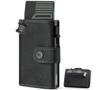 DODENSHA Slim Wallet mit Münzfach | Herren Geldbörse mit Knopf | Wallets for Men | Portmonee Herren mit Ticket Fach | Pop-up -Kkreditkartenetui Geldbeute für 7-9 Karten | RFID Schutz, gris