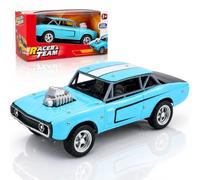 Dodge Charger 1970s Coche Juguete Infantil Modelo Muscle Car Metal Die Cast con Función Retroceso Pull Back Cars Regalo Niño Niña Desde 3 Años Coche de Carreras Colección (Azul)
