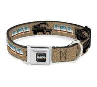 Dodge Pet Collar, Collar de Perro Hebilla de cinturón de Seguridad de Metal, Dodge Power Wagon Truck 4x4 Paisley Tan Negro, 15 a 24 Pulgadas 1.0 Pulgadas de Ancho