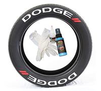 Dodge // White Tire Lettering Kit - Easy, Glue On Permanent Decals For Your Tires - Free 4oz Touch-Up Cleaner (19"-21"/0.75" - 4 Decals)