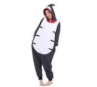 Dodheah Adulto Tiburón Pijama Fiesta de Halloween Unisex Disfraz de Animal Cosplay Mono Trajes Ropa de Dormir Gris L