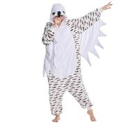 Dodheah Pijama Búho Onesie Adulto Disfraces Halloween Mono Cosplay Animales Pijama de Carnaval para Mujeres Hombres Blanca L