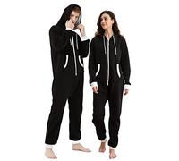 Dodheah Pijama Mono Invierno Muje Hombre Negro Zips Onesie Adulto Navidad Dormir Ropa de Salón Pijamas Cosplay Traje L